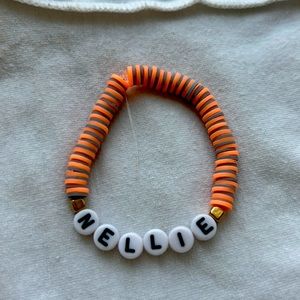 Peach and Grey Name Bracelet(You can choose the name)